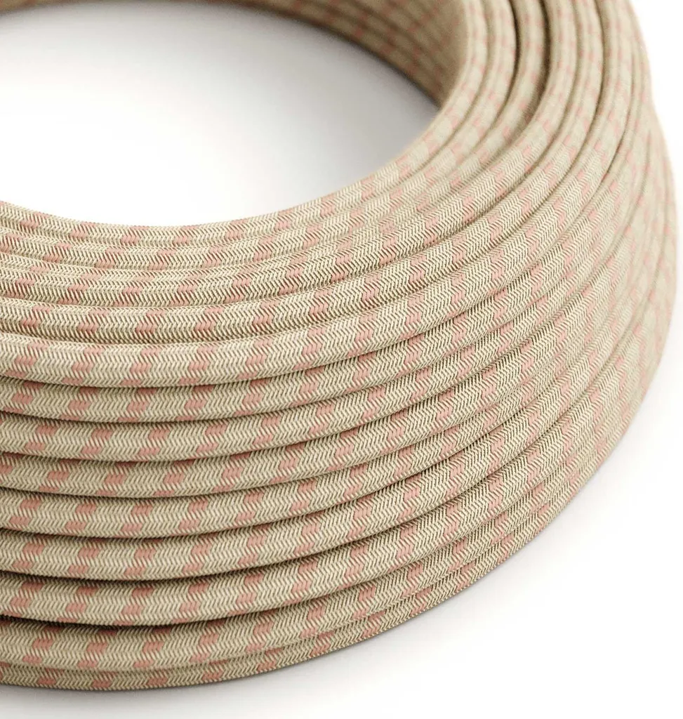 Fil Électrique Textile Rayé pour Lustre et Lampe Design - 10 Mètres