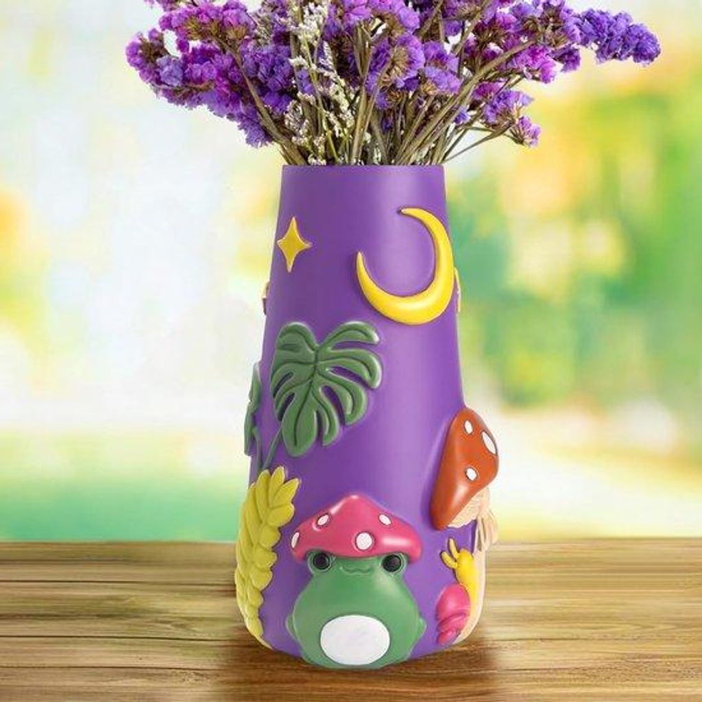 Handbeschilderte moderne Regenbogenvase, 20 cm, Paar, Boho-Design, Tuin- und Wohnzimmer- Dekoration
