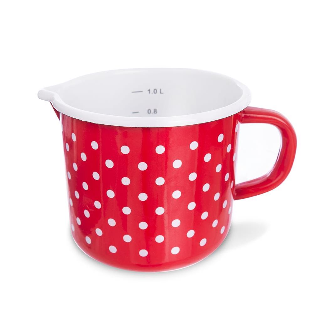 ORION Emaille-Becher retro emailliert 1,2l ROT MIT WEISSEN Produktbild 