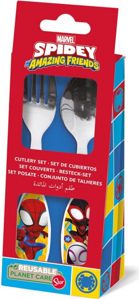 Set di posate in metallo Spiderman Spidey Friends, 2 pezzi Immagine del prodotto 