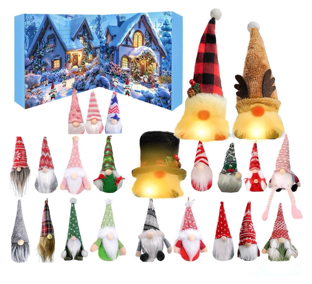 Wichtel-Adventskalender 2025: 24-tägiger Weihnachts-Countdown-Kalender mit 24 Sammelfiguren und leuchtenden Wichtel-Ornamenten für die Heimdekora...