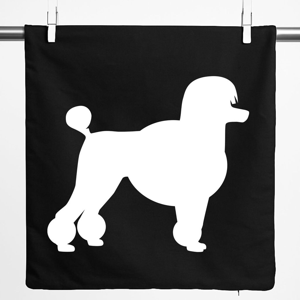 Huuraa Kissenbezug Pudel Silhouette 40x40cm Black Baumwolle Dekokissenbezug Geschenkidee