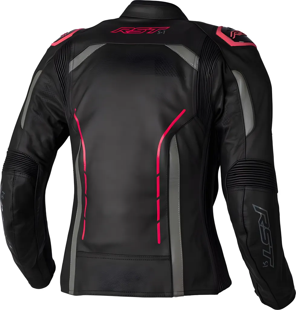 Blouson moto cuir RST protection CE renforcée noir rose taille XXL