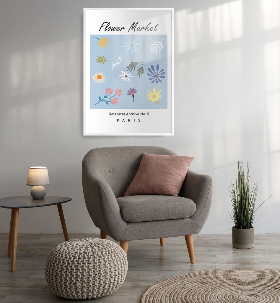 Poster Blumenmarkt, groesse_poster:50x70 cm, groesse_rahmen:schwarz 50x70 cm