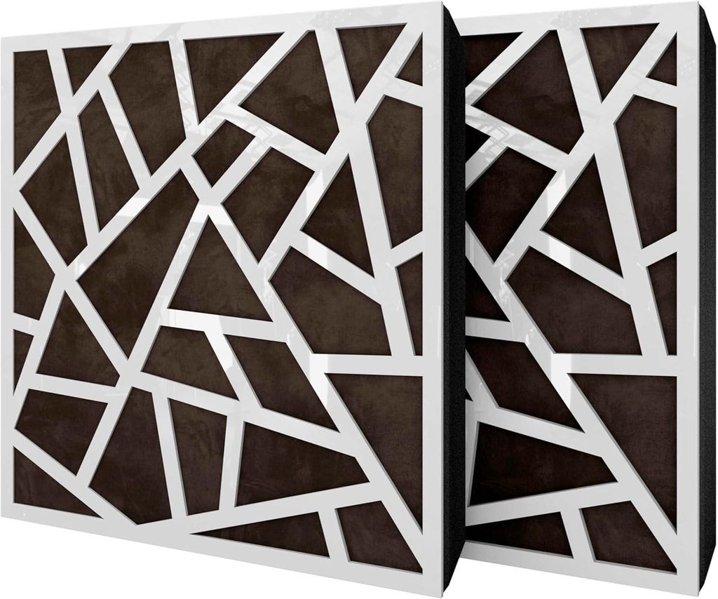 2er-Pack – Akustikpaneel mit Samtstoff und Befestigungsset | 50x50x5cm | Schallabsorption-Diffusion-Schalldämmung | [SKYROSS -Weißer Kunststoff...