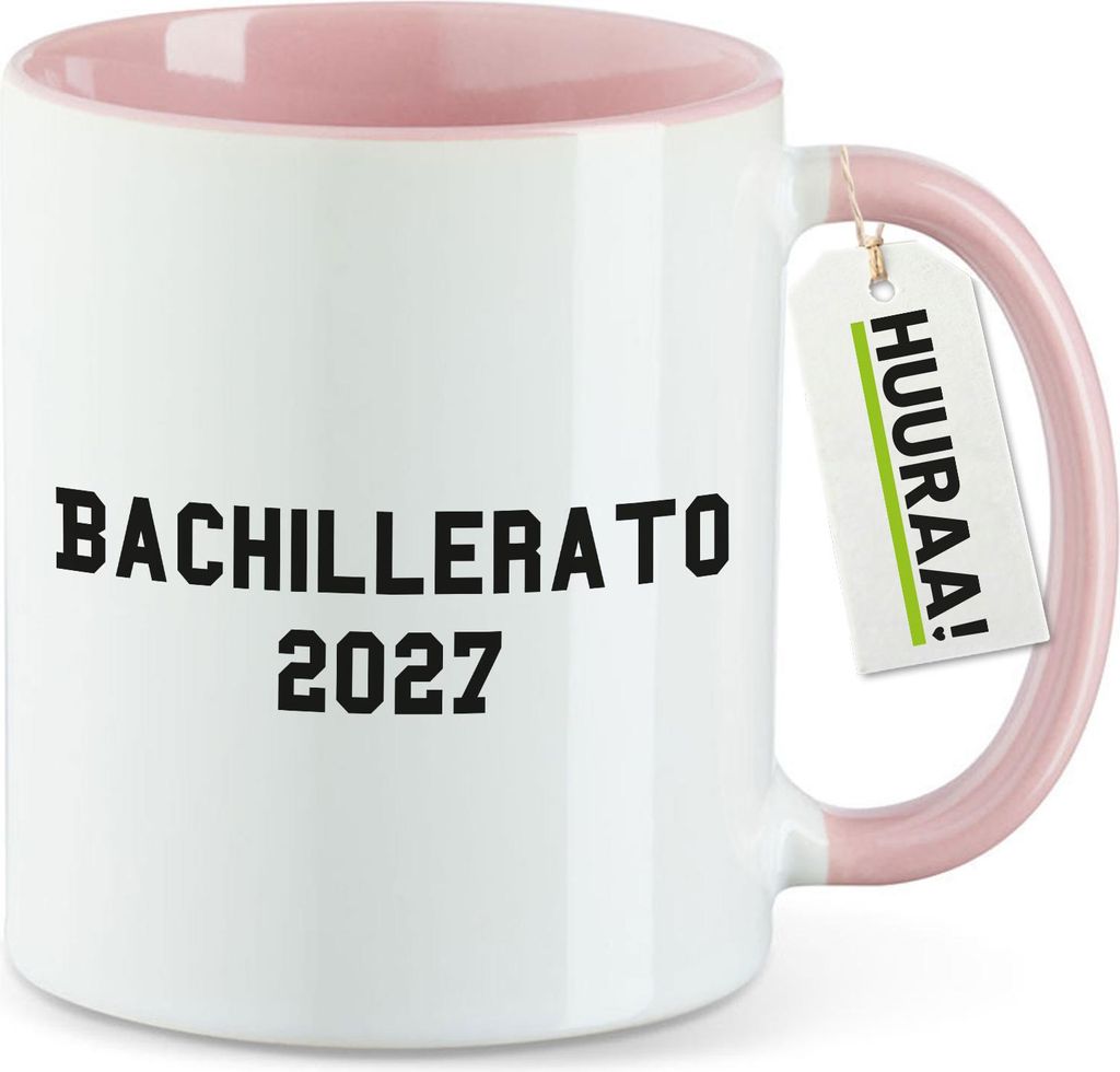 Huuraa Kaffeetasse Bachillerato 2027 Abschluss Spanien 330ml Rosa Keramik Kaffeebecher Geschenkidee
