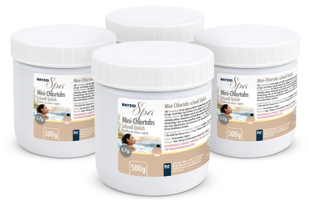 4x500 g BAYZID® SPA Mini 2,7g pH-neutrale Chlortabs, Produktbild 