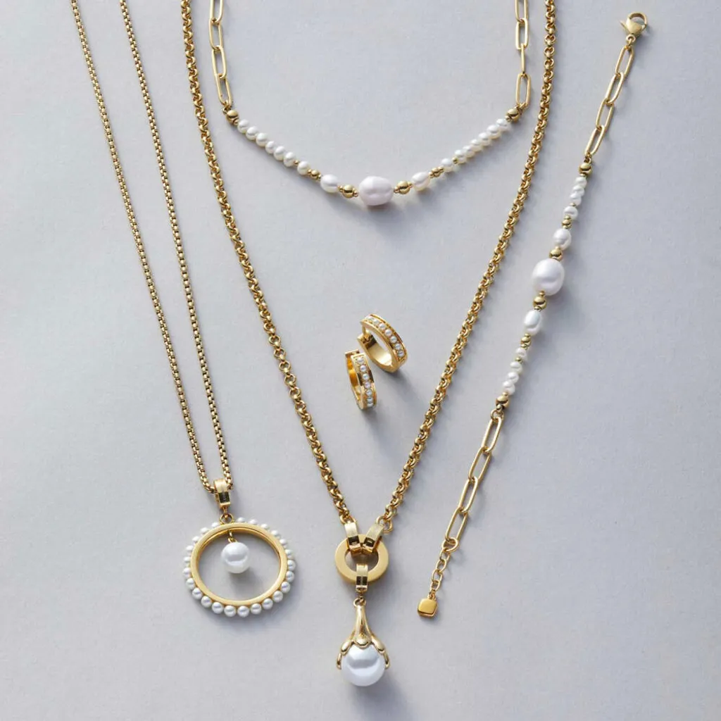 Collier long Inka bicolore Leonardo acier inoxydable or blanc 84cm - 8