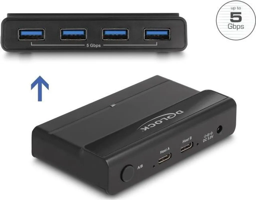 DELOCK Commutateur USB 5 Gbps Switch 4 Périphériques et 2 Hosts 87771