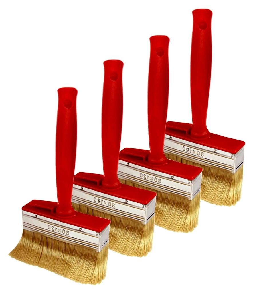 4 Stück Flächenstreicher Wandpinsel mit Kunststoffborsten für Wand, Möbel, Zaun und Holz für lösemittelhaltige Lacke und Lasuren