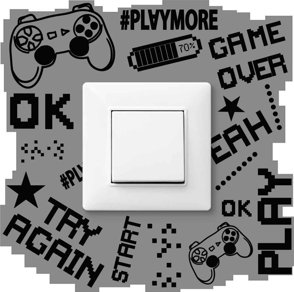 Muralo LICHTSCHALTER-STICKER Pixel 20x20cm Wandtattoo-Lichtschalter für Kinderzimmer