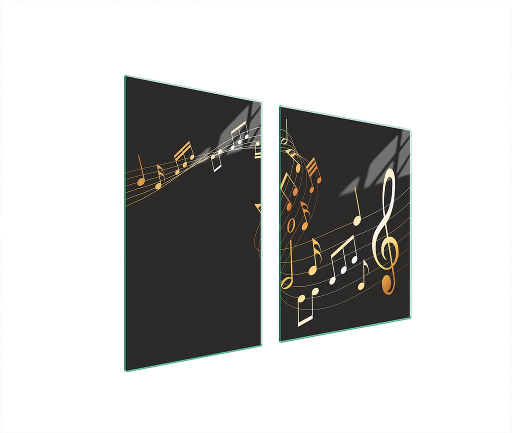 Glasplatte und Schneidebrett 100x52 Musik