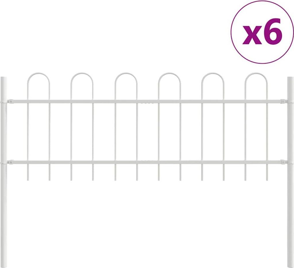 vidaXL Gartenzaun 6 pcs Weiß 10,2 x 0,6 m Pulverbeschichteter Stahl
