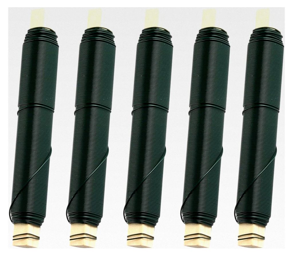 5er Set Basteldraht 0,65 mm x 35 m, grüner Blumendraht für Bastelarbeiten und Gartenprojekte