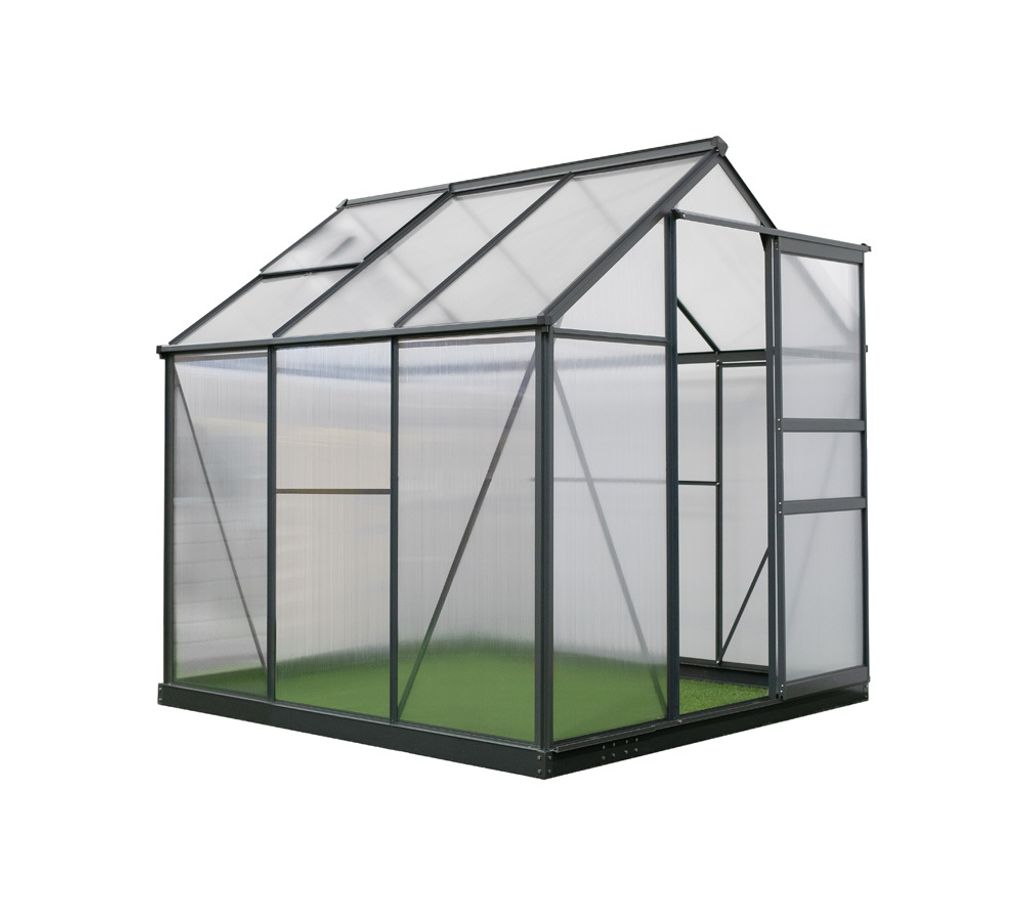 Westmann Aluminium Gewächshaus Flora 66 Anthrazit 192x192x202 cm