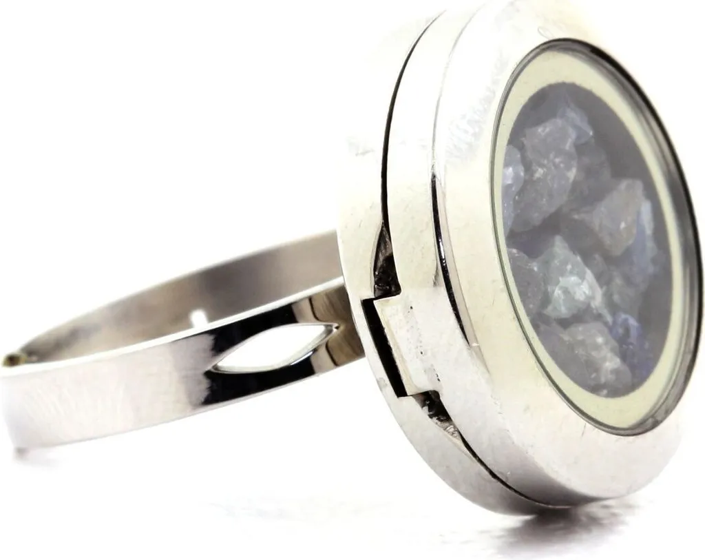 Bague en saphir brut bleu profond, anneau ajustable en métal précieux
