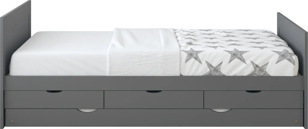 Optimisez l'espace avec ce lit gigogne Sunny Eli bois gris à 3 tiroirs 90cm