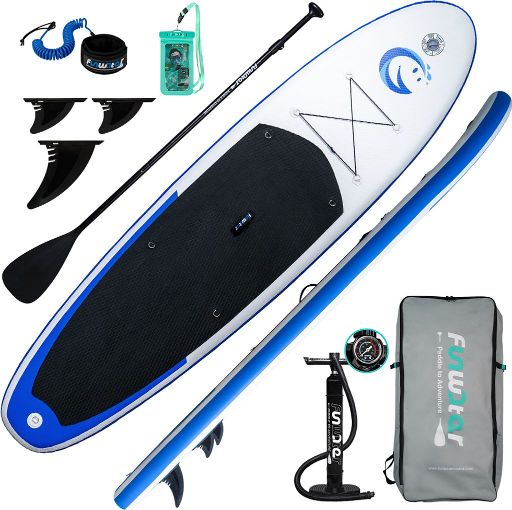 FunWater -Stand up paddle board, 335 x 82 x 15 cm,SUP, PVC-Blau-Smiley