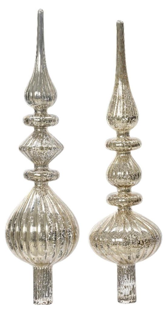 Decoris Weihnachtsbaumspitze Glas silber antique shiny 35cm Produktbild 