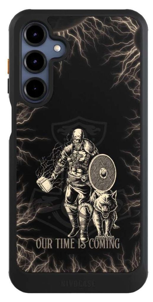 NIVOCASE Hülle für Samsung Galaxy A16 5G Handyhülle NIVOcore Case Schwarz Serienmotiv Vikings Wikinger
