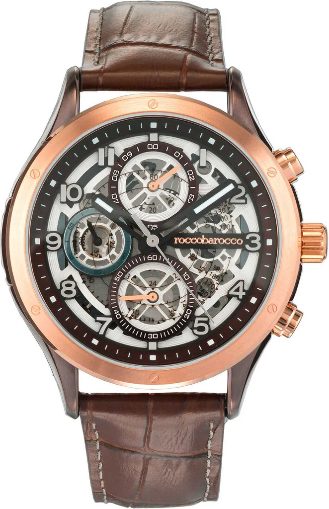 Cronografo RoccoBarocco Braun Kairos: Orologio Uomo Acciaio di Lusso