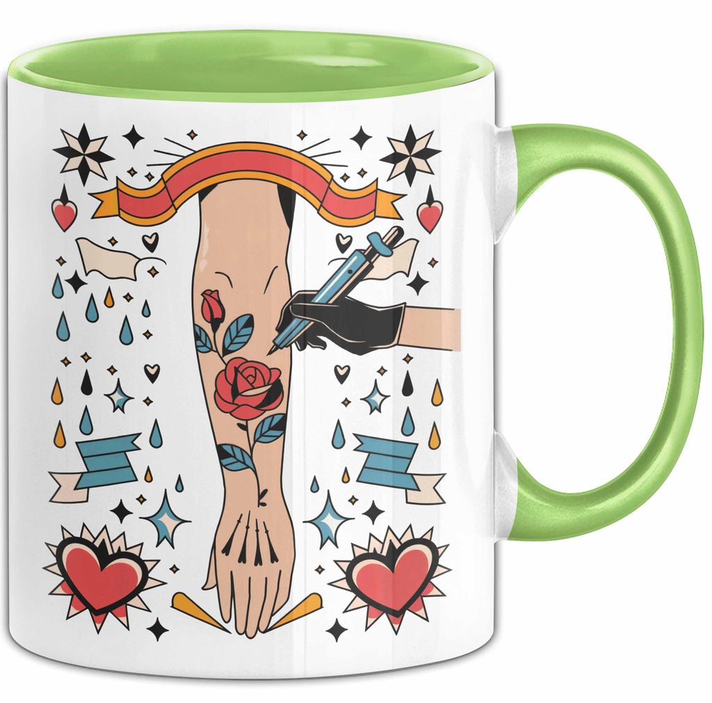 Tätowierer Tasse Geschenk Lustige Geschenkidee Spruch Für Tattoo Künstler (Grün)