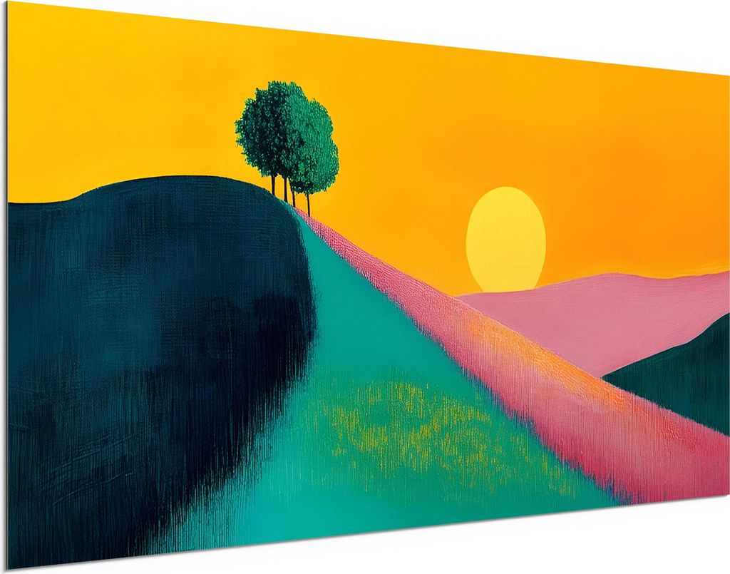 DEQORI Alu-Dibond Bild Weiß 100x50 cm 'Hügel der Harmonie' Wandbild Metall dünn Design