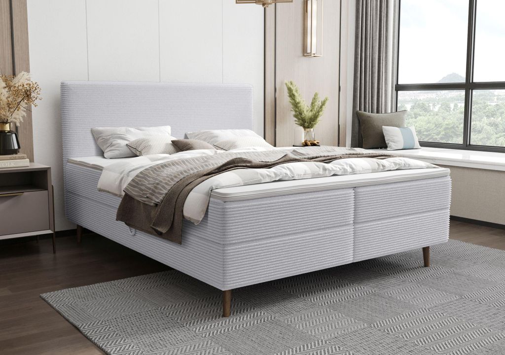 BEDANTE Boxspringbett NARA 140x200 POSO 110 Bett Bettkasten Ehebett Hotelbett Topper Matratze Schlafzimmer Stauraum