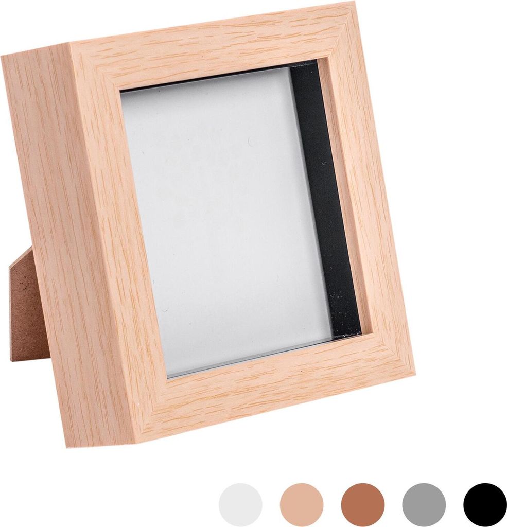 4x4 Fotorahmen Bilderrahmen in heller Holzoptik - stehend und hängend