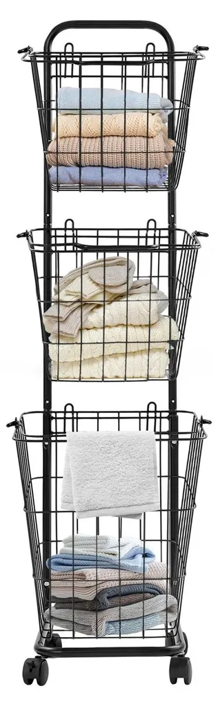 Chariot de tri pour buanderie étroite - Rangement linge 3 étages