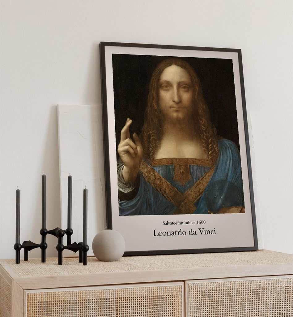 Poster Salvator mundi da Vinci, groesse_poster:40x50 cm, groesse_rahmen:weiß 40x50 cm