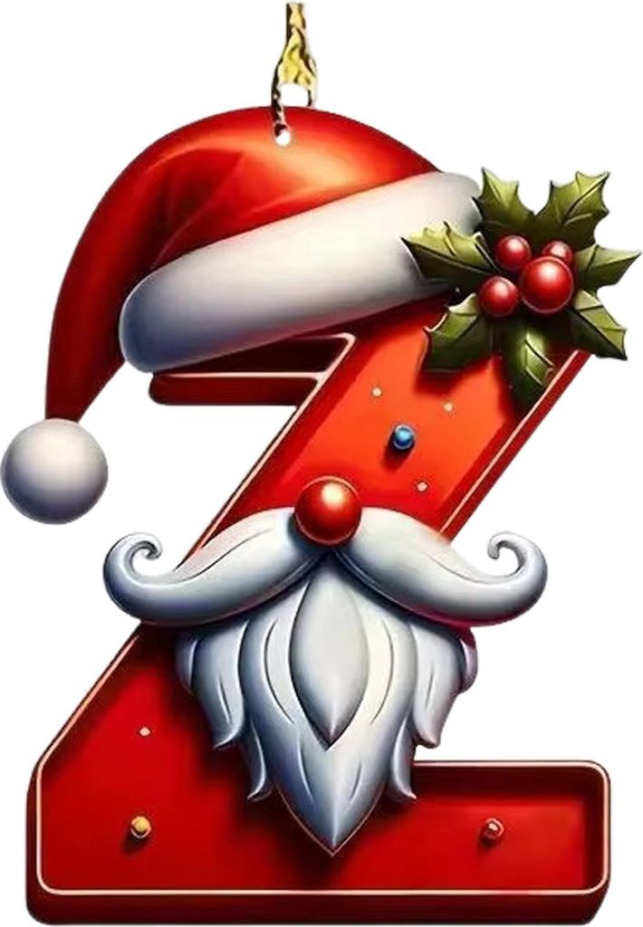 26 Buchstaben Weihnachtsschmuck Personalisierter Weihnachtsmann Monogramm Anfangsbuchstabe Weihnachtsbaumanhänger für Baum DIY Handwerk Heimdekor...