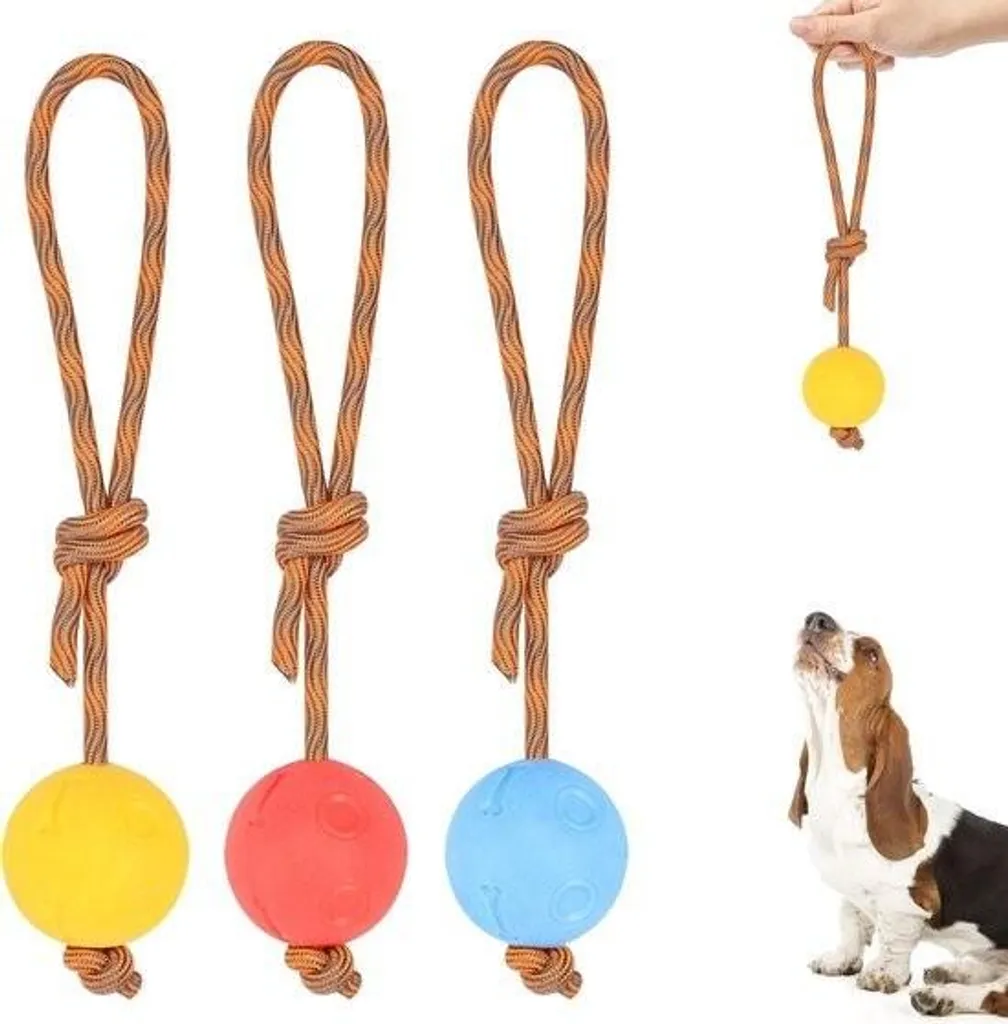 Balle pour chien pour longs lancers, lot de 3 jouets de rappel parc