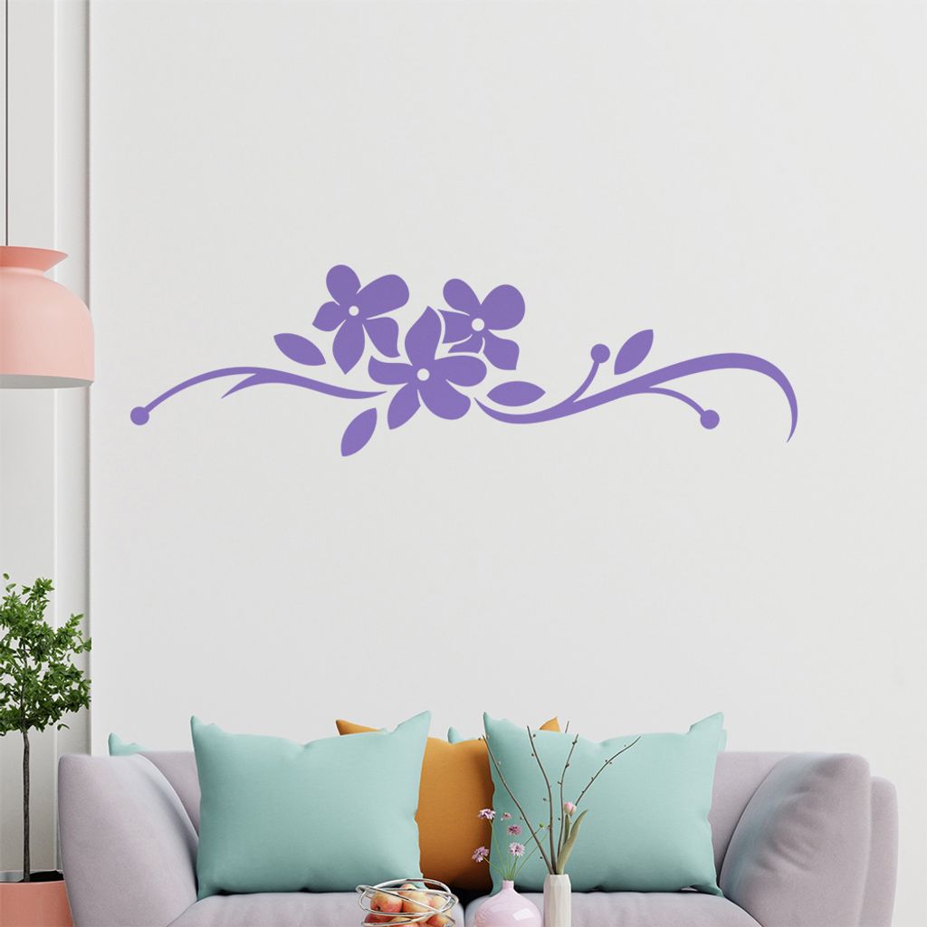 Blumen - Linien Wandtattoo in 6 Größen - Wandaufkleber Wall Sticker - Dekoration, Küche, Wohnzimmer, Schlafzimmer, Badezimmer