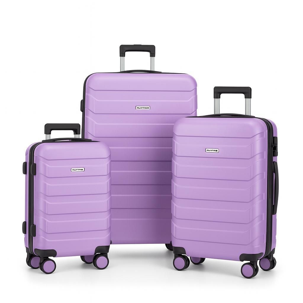 OMNA | 3-in-1 Koffer auf Rollen Set - 94L + 63L + 40L - Violett - Leicht und robust - Modernes Design