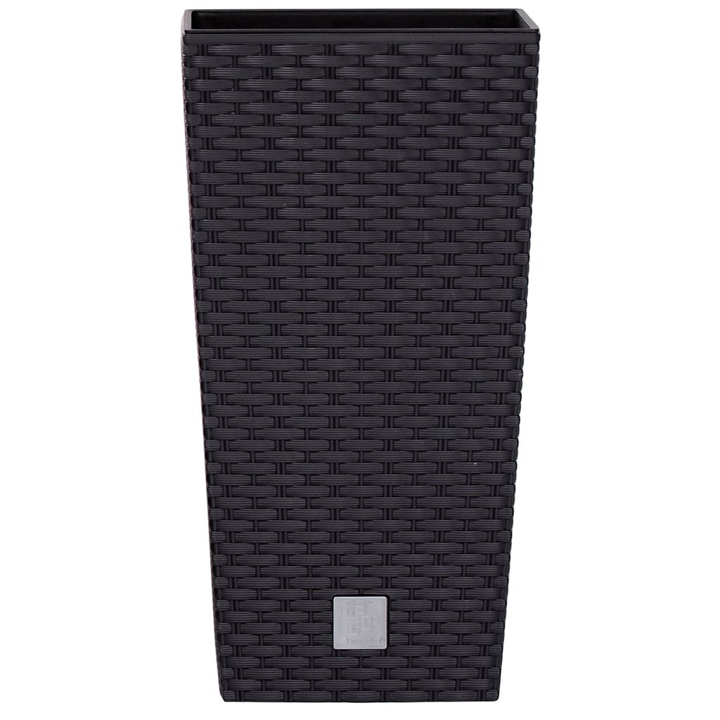 Pflanztopf aus Kunststoff H 50 cm - Ø 26,5 cm , wetterfest im stilvollen Rattan-Look - Pflanzsäule - Blumentopf - Blumenübertopf - Blumentopf