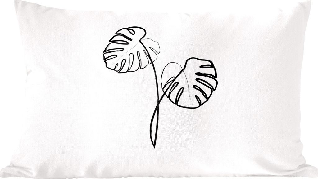 MuchoWow Zierkissen Sofakissen Wohnzimmer Dekokissen 50x30 cm Monstera - Pflanzen - Strichzeichnung - Wohnzimmerdekoration - Polster mit Photo