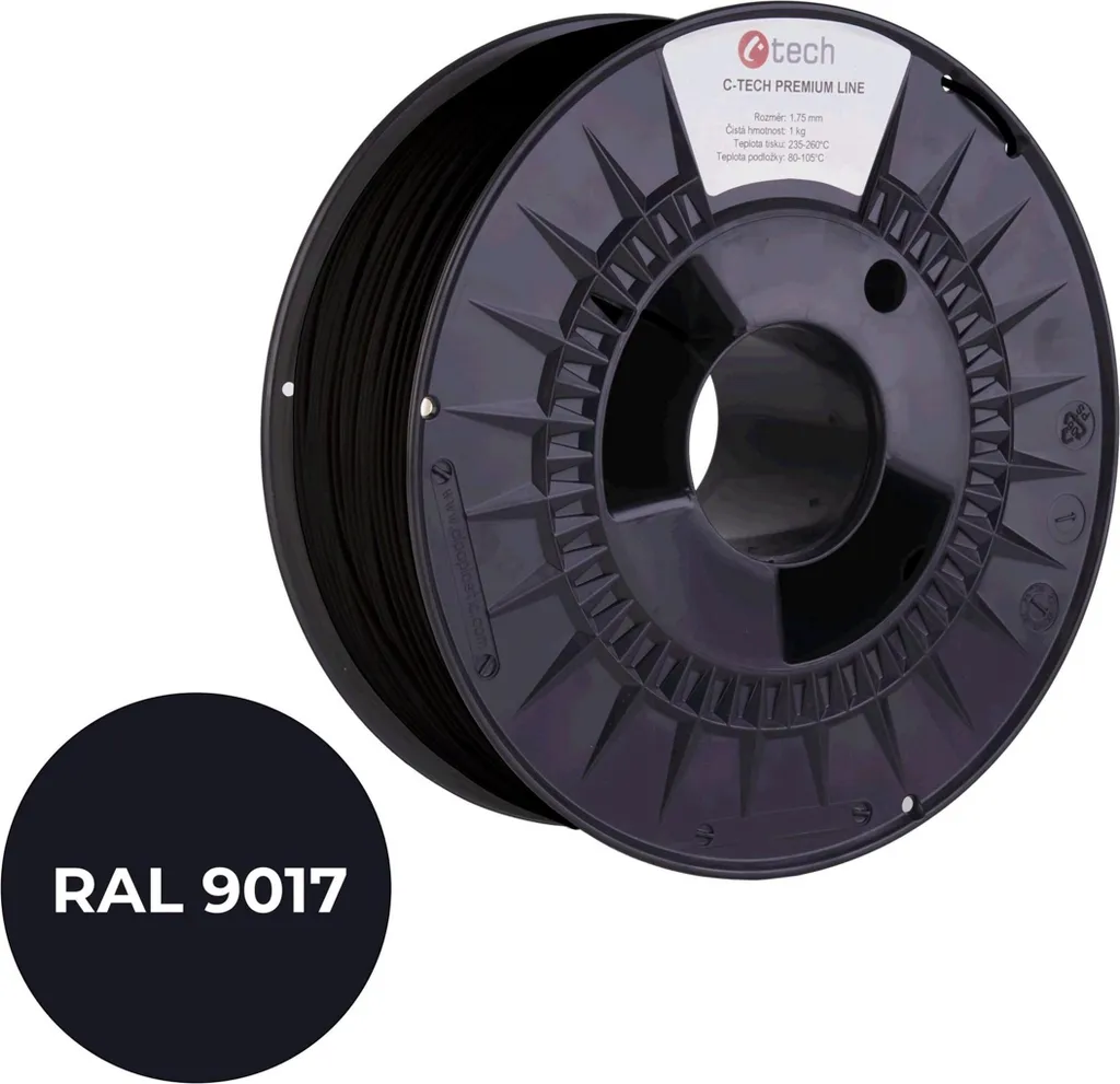 Filament TPU 90A Flexible 1.75mm C-TECH Noir Signalisation haute qualité