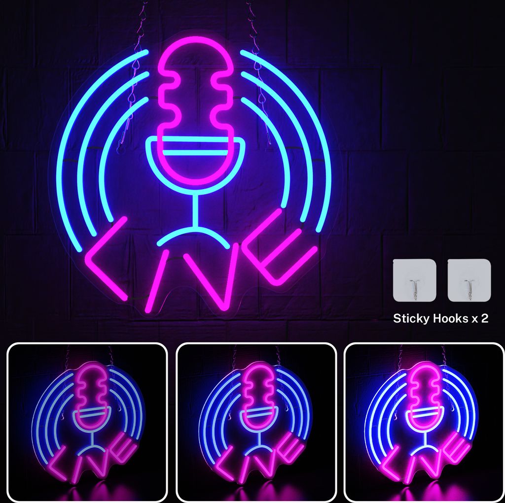 LARS360 USB Neon Lampe, Leuchtreklame, Gaming Nachtlicht für Wanddekoration, LED Neonzeichen Neonlicht Neonbeleuchtung, Party Lichter - 'LIVE'