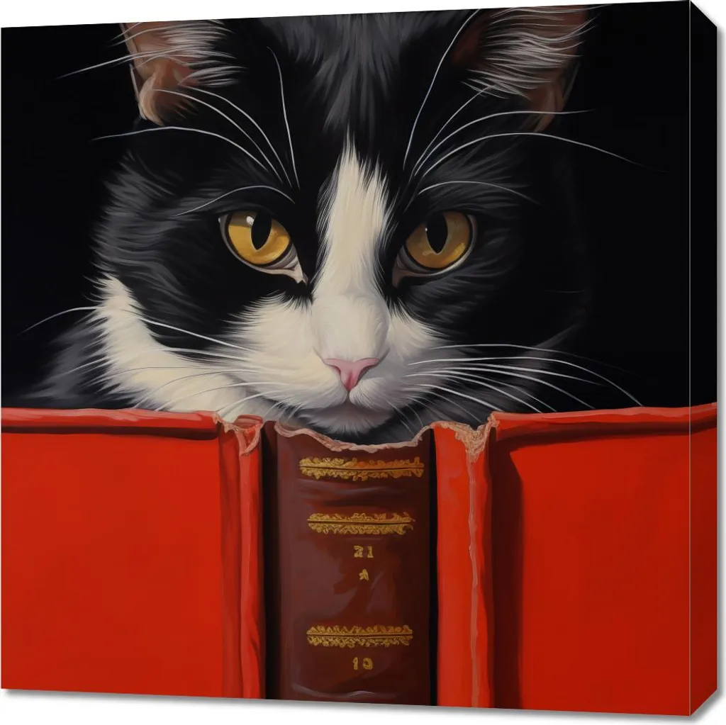 Image 70 x 70 cm Chaton Élève - Tableau Carré Déco Chat pour Enfant