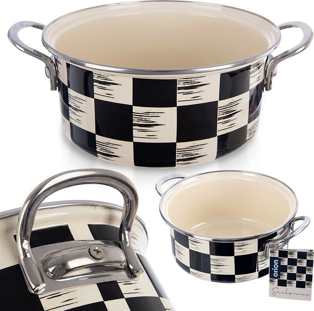 Orion Marmite en émail Marmite émaillée SCHACHBRETT 20 cm Image du produit 