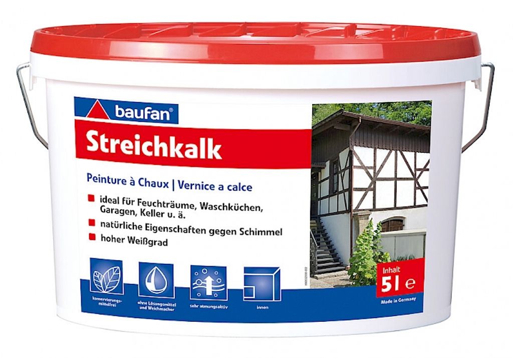 Baufan Kalkfarbe Streichkalk Mineralfarbe weiß 5 l Produktbild 