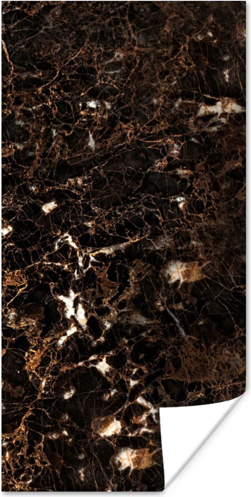 MuchoWow Poster Marmor - Schwarz - Gold 75x150 cm - Dekoration für die Wände