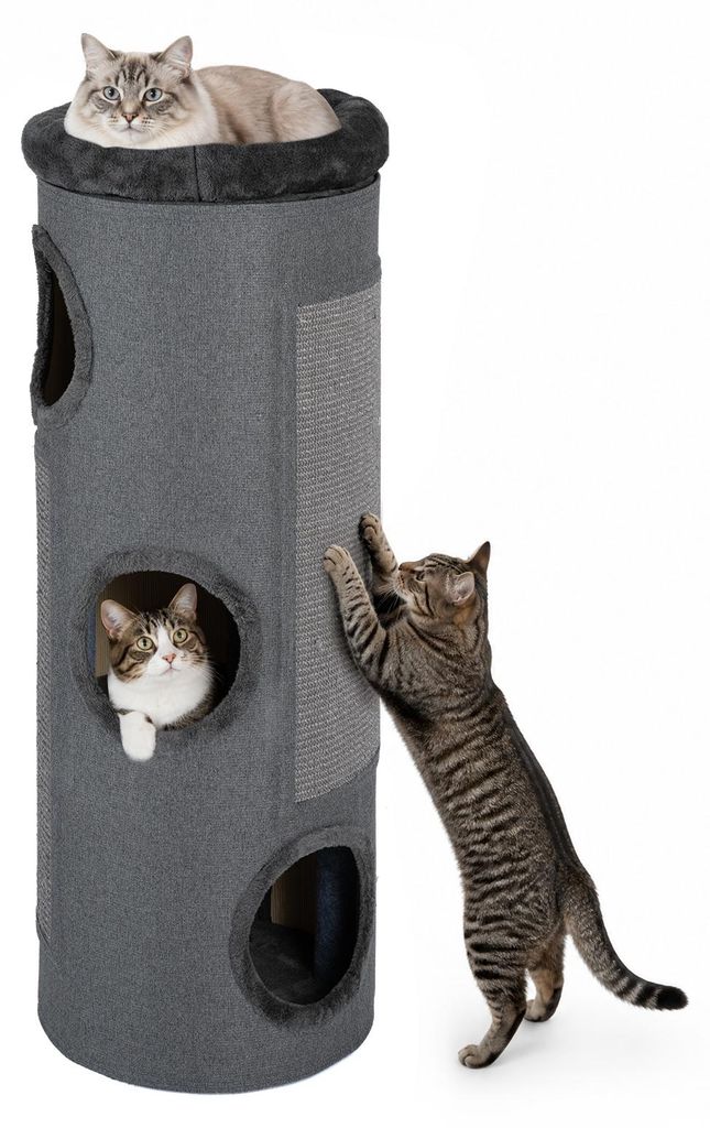 COSTWAY, tiragraffi per gatti a 4 livelli, 113 cm, con 3 Immagine del prodotto 