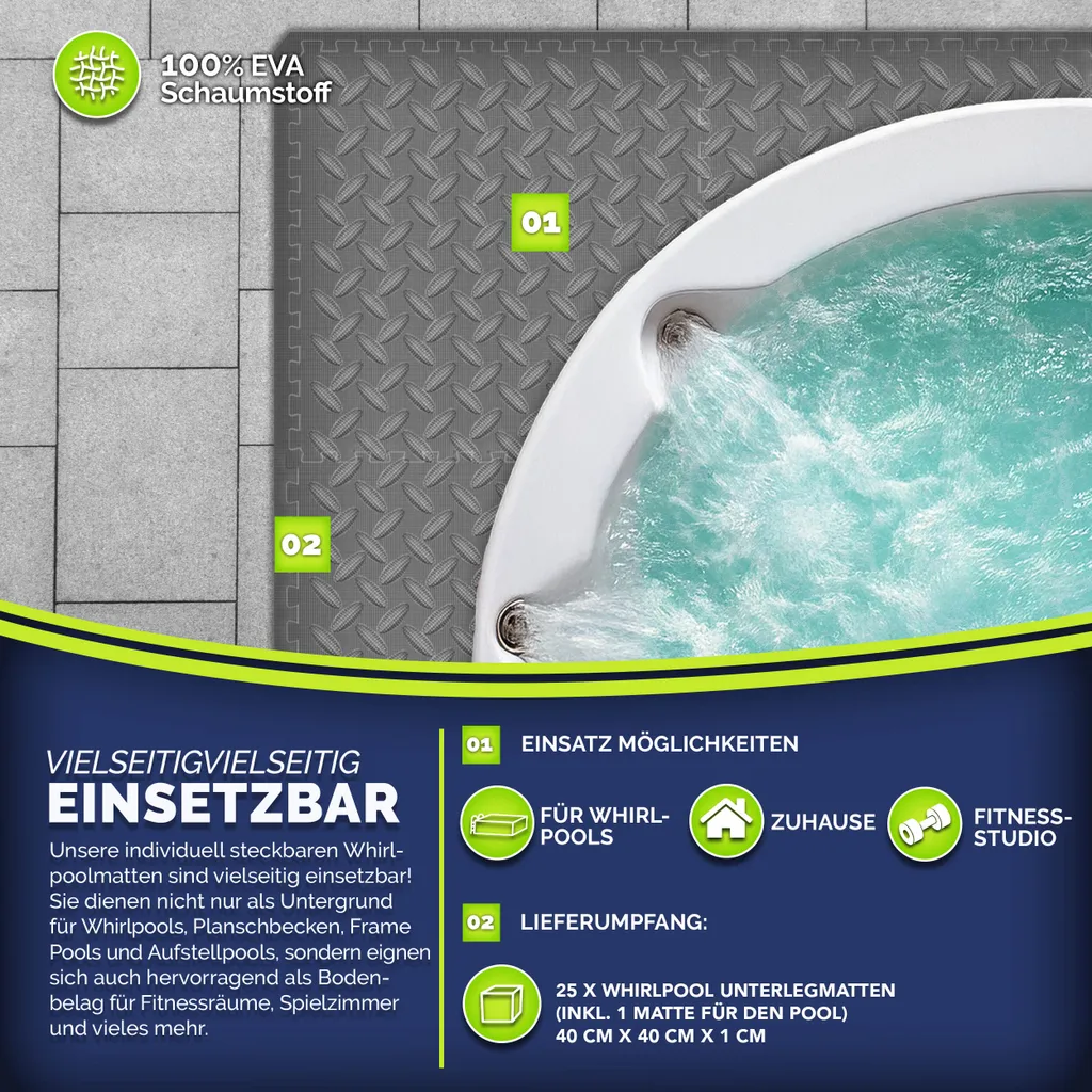 tillvex® sottotappeto per vasche idromassaggio quadrato 200 cm grigio | tappetino per piscina sottotappeto quadrato per vasche idromassaggio da esterno | tappetino di protezione termica per piscina sottotappeto | piastra di protezione del pavimento protegge e isola - 7