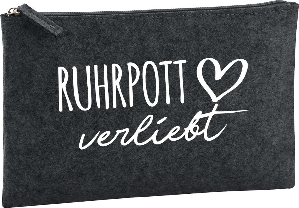 Huuraa Kulturbeutel Ruhrpott verliebt 1 Liter Charcoal Filz Kosmetiktasche Geschenkidee