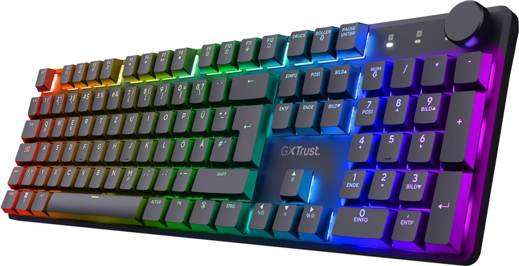 Trust GXT 868 Torix Mechanische Tastatur Kabellos Deutsches QWERTZ Layout, RGB Wiederaufladbare Gaming Tastatur 2.4 GHz 100H Akkulaufzeit, PC Laptop
