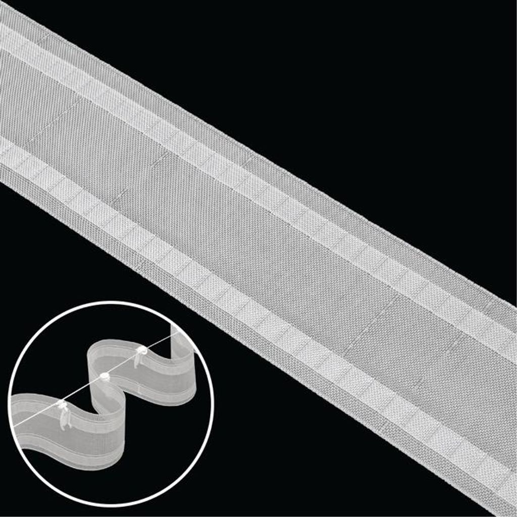 Gardinenband 50m Wellensystem Transparent-77mm Kräuselband Faltenband