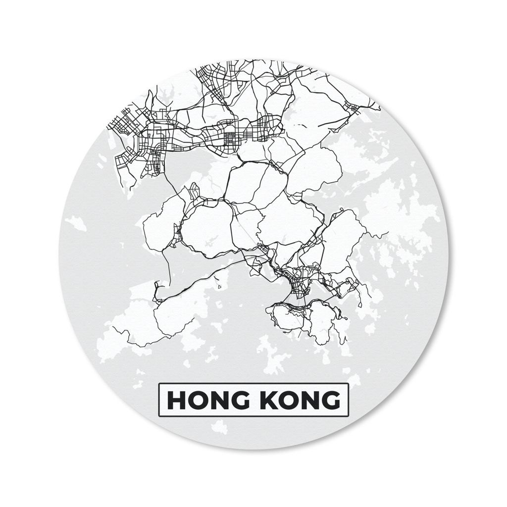 MuchoWow Mauspad Mousepad Hongkong - Stadtplan - Schwarz und weiß - Karte 30x30 cm - Mousepads - Maus Mat - Pad - Mausunterlage - Tischunterlage...