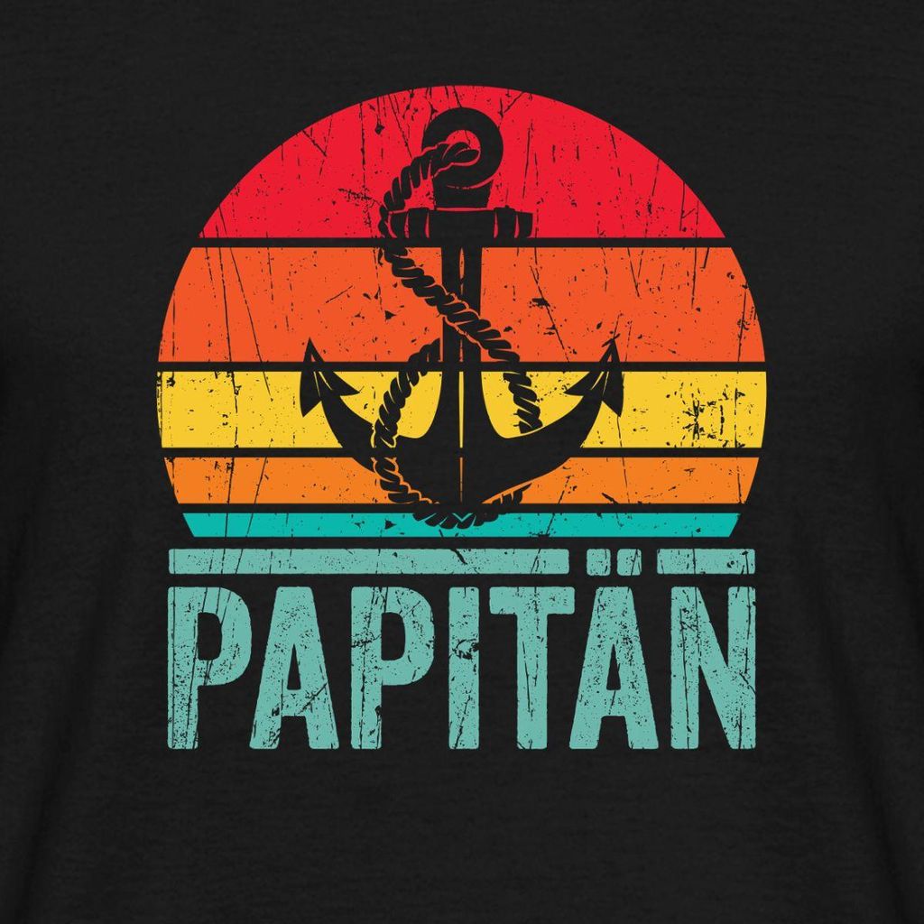 Spreadshirt Papitän Papa Ist Kapitän Männer T-Shirt, 3XL, Schwarz